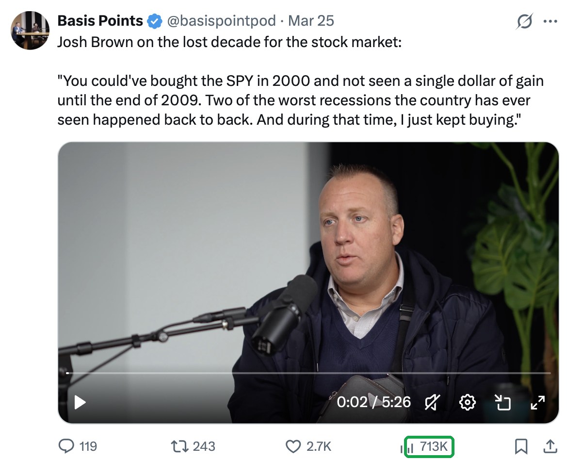 Josh Brown on the lost decade, 713K views