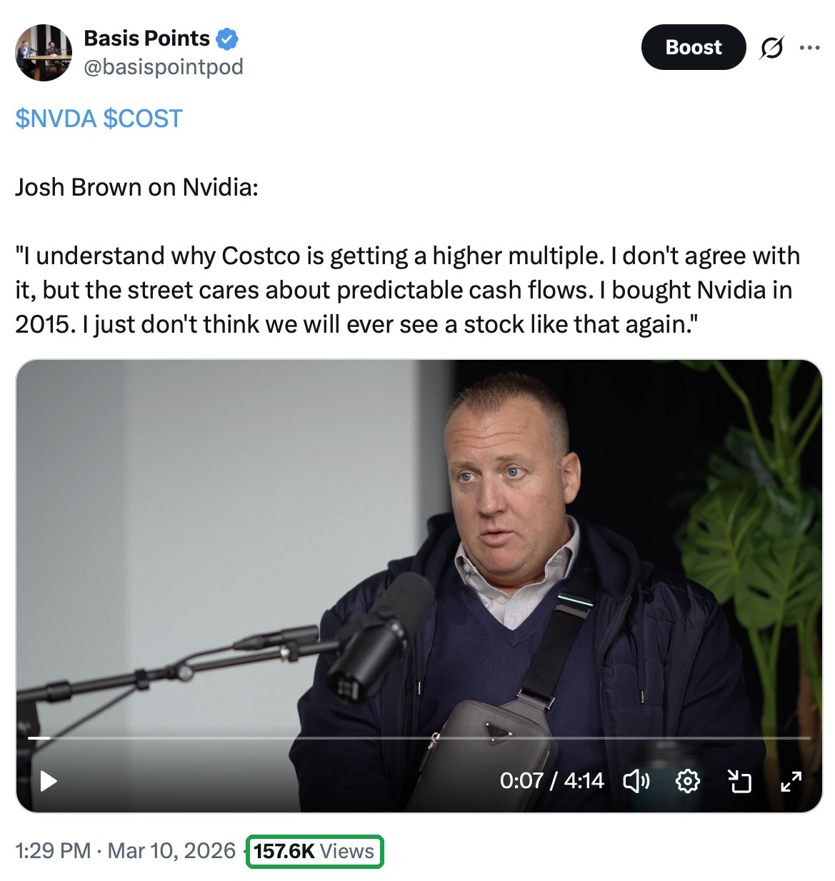 Josh Brown on Nvidia, 157.6K views