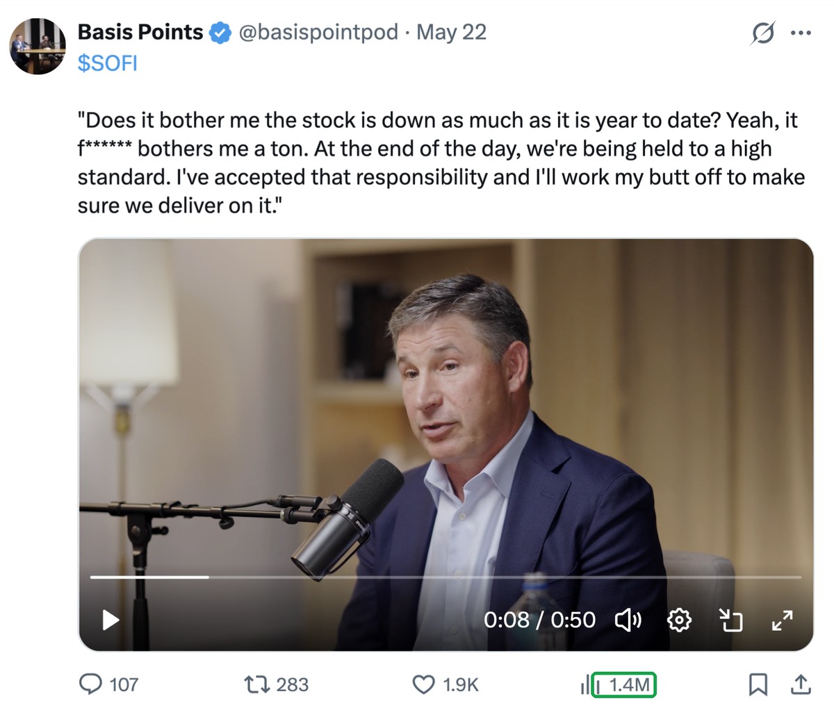 SoFi CEO Anthony Noto clip, 1.4M views